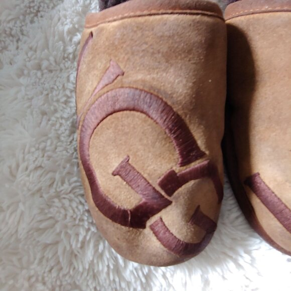 UGG SCUFF LOGO CHESTNUT ESPRESSO SUEDE SHEEPSKIN SLIP-ON SLIPPERS SIZE 9.5 - Picture 3 of 10